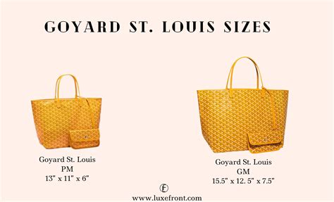 goyard st louis pm tote size|goyard st louis gm size.